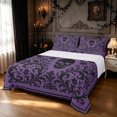 thumbnail image 1 of Feelyou Vintage Boho Skull Bed Sheets, Mandala Damask Flower Full Size Sheets, Purple Black, 4 Pieces, 1 Flat Sheet, 1 Fitted Sheet and 2 Pillowcases, 1 of 5