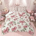 thumbnail image 1 of Feelyou Vintage Bowknot Child Bedding Comforter Set, Pink Flower Floral Twin Comforter Sets, Fashion French Style Reversible Bedding Set, Ultra Soft Bedroom Decor, 2pcs, 1 of 9
