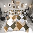thumbnail image 1 of Feelyou Vintage Checkered Bedding Comforter Set 7 Pieces, Abstract Geometric Full Bedding Set, Hexagon Gingham Reversible Fitted Sheet Flat Sheet, Luxury Bedroom Decor, 1 of 7