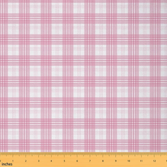 Feelyou Vintage Checkered Fabric by the Yard 10 Yards, Square Grid Home Decor Fabric by the Yard, Kawaii Pink Plaid Sewing Fabric, Breathable Home Decor