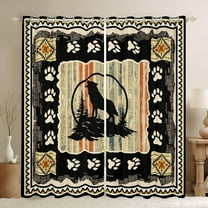 Feelyou Vintage Farmhouse Black Out Curtains, Jungle Wolf Animal Curtains Pack of 2 (42x63 Each), Western Aztec Countryside Bedroom Curtains, Blackout Curtains Bedroom Decor