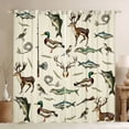 thumbnail image 1 of Feelyou Vintage Fishing Wildlife Curtains Pack of 2 (42x84 Each) for Men Women, Deer Duck Bass Lake Forest Curtains Blackout, Beige Brown, 1 of 6