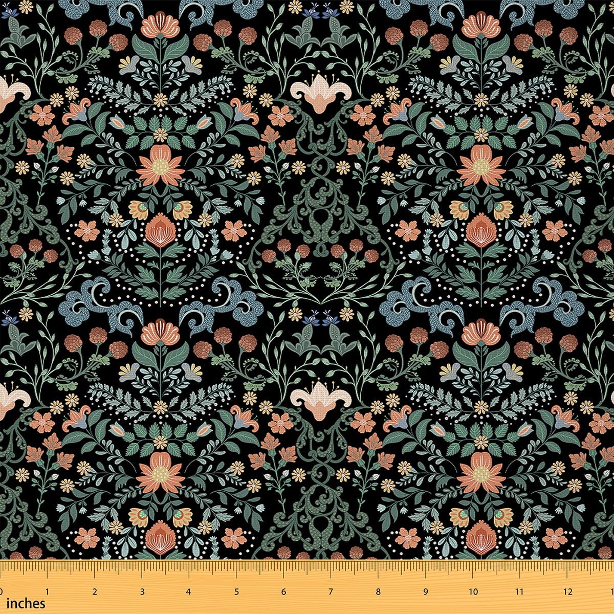 Feelyou Vintage Floral Fabric by the Yard 1 Yard, Pink Flower Home Decor Fabric by the Yard, Hippie Botanical Plant Sewing Fabric, Super Cozy Room Decor