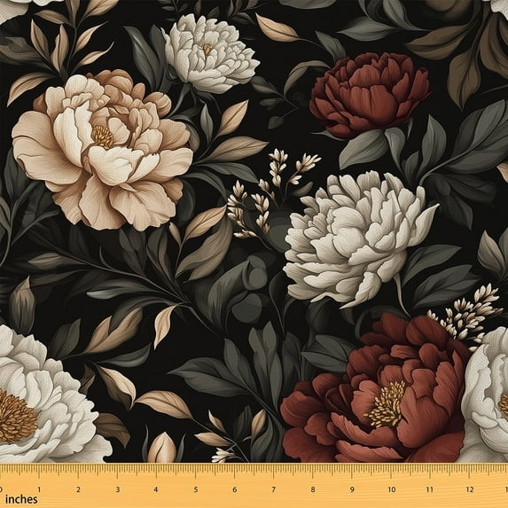 Feelyou Vintage Flower Fabric by the Yard 1 Yard for Teens, Mid Century Sewing Fabric, Rustic Floral Home Decor Fabric by the Yard, Super Cozy Room Decor