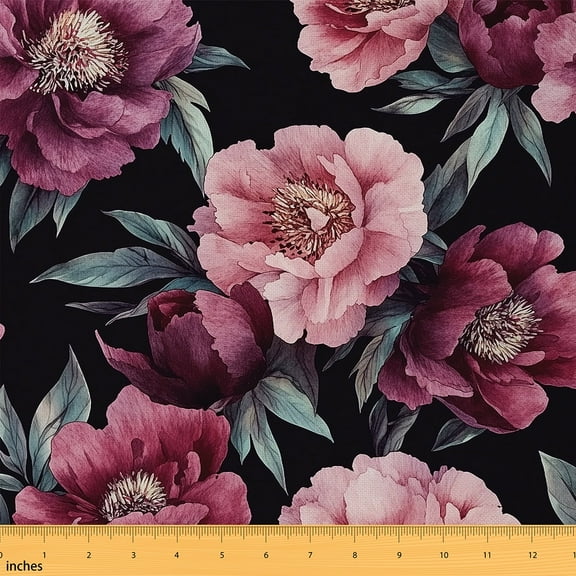 Feelyou Vintage Flower Kids Fabric by the Yard 1 Yard, Mid Century Room Decor Fabric by the Yard, Rustic Mandala Floral Fabric for Sewing, Luxury Bedroom Decor