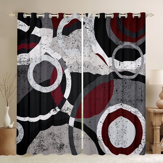 Feelyou Vintage Geometric Black Out Curtains for Adult, Chic Abstract Curtains Pack of 2 (42x63 Each), Minimalst Mid Century Bedroom Curtains, Curtains and Drapes Room Decor