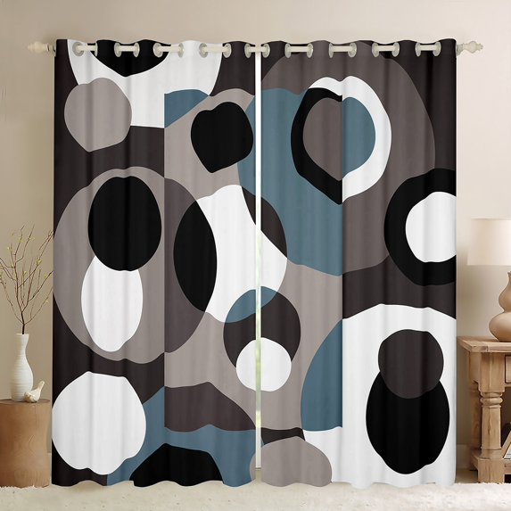 Feelyou Vintage Geometric Curtains Pack of 2 (42x84 Each) for Adult, Chic Abstract Curtains Blackout, Minimalst Mid Century Bedroom Curtains, Blackout Curtains Home Decor