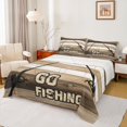 thumbnail image 1 of Feelyou Vintage Go Fishing Bed Sheets for Men Boys, Rustic Wooden Plank King Sheets, Brown, 4pcs, 1 of 5