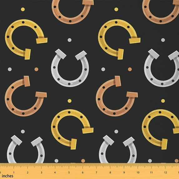 Feelyou Vintage Horseshoe Child Fabric by the Yard 3 Yards, Tribal Animal Home Decor Fabric by the Yard, Southwestern Sewing Fabric, Microfiber Bedroom Decor