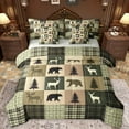 thumbnail image 1 of Feelyou Vintage Lodge Cabin Twin Bedding Sets 7-Piece, Jungle Bear Deer Animal Bedding Comforter Set, Western Countryside Reversible Sheet Sets, Green Breathable Home Decor, 1 of 7