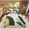 thumbnail image 1 of Feelyou Vintage Minimalism Queen Comforter Set for Adult, Mid Century Fashion Bedding Sets, Sun Leaf Plant Reversible Bedding Comforter Set, Ultra Soft Home Decor, 3-Piece, 1 of 8
