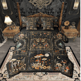 thumbnail image 1 of Feelyou Vintage Mushroom Bedding Comforter Set 7-Piece, Tropical Flower Full Bedding Set, Boho Moth Moon Print Fitted Sheet Flat Sheet, 1 of 8