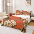 thumbnail image 1 of Feelyou Vintage Orange Floral Twin Sheet Sets, Western Rustic Flower Twin Fitted Sheet, French Fashion Style Flat Sheet, Super Cozy Room Decor, 3pcs, 1 of 8