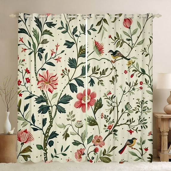 Feelyou Vintage Rustic Flower Black Out Curtains, Plant Botanical Curtains Pack of 2 (42x63 Each), Western Countryside Bedroom Curtains, Curtains and Drapes Home Decor