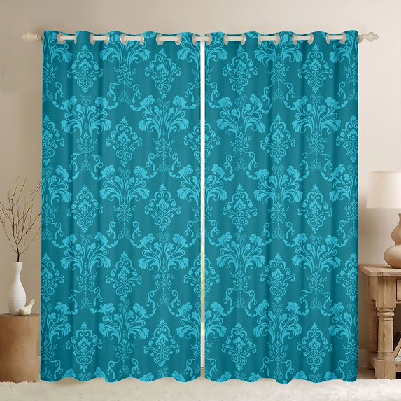 Feelyou Vintage Western Damask Curtains Pack of 2 (42x84 Each) for Women, Boho Flower Floral Curtains Blackout, Hippie Mandala Theme Bedroom Curtains, Living Room Curtains Decor