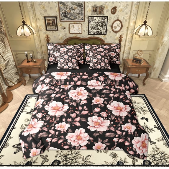 Feelyou Vintage Western Floral Bedding Comforter Set 7pcs, Rustic Farmhouse Queen Bedding Sets, Teen Child Kid Adult Reversible Queen Sheet Sets, Ultra Soft Home Decor