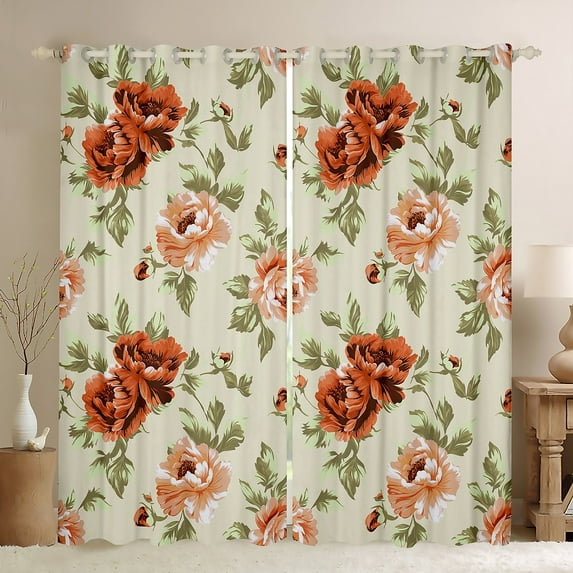 Feelyou Vintage Western Floral Black Out Curtains, Rustic Farmhouse Curtains Pack of 2 (42x63 Each), Teen Child Kid Adult Bedroom Curtains, Curtains and Drapes Home Decor