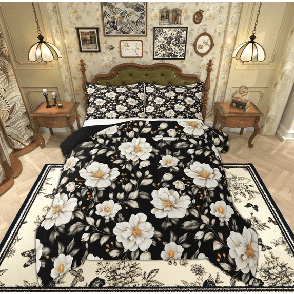 Feelyou Vintage Western Floral Full Size Comforter Sets, Rustic Farmhouse Bedding Comforter Set, Teen Child Kid Adult Reversible Bedding Sets, Breathable Home Decor, 3pcs