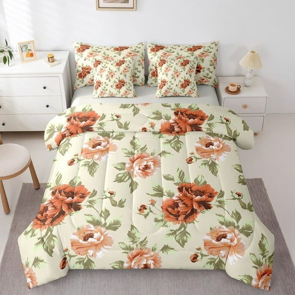 Feelyou Vintage Western Floral Twin Bedding Sets 7-Piece, Rustic Farmhouse Bedding Comforter Set, Teen Child Kid Adult Reversible Sheet Sets, Ultra Soft Home Decor