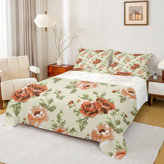 Feelyou Vintage Western Floral Twin Sheet Sets, Rustic Farmhouse Twin Fitted Sheet, Teen Child Kid Adult Flat Sheet, Ultra Soft Home Decor, 3pcs