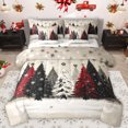 thumbnail image 1 of Feelyou Vintage Xmas Tree Bedding Comforter Set 7 Pieces for Teens, Winter Christmas Snowflake Full Bedding Set, Happy New Year Reversible Fitted Sheet Flat Sheet, Ultra Soft Bedroom Decor, 1 of 7