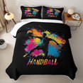 thumbnail image 1 of Feelyou Watercolor Basketball Twin Quilt Set for Boys, Graffiti Handball Sport Twin Coverlet Set, 2pcs, 1 of 7