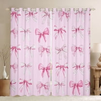 Feelyou Watercolor Bow Black Out Curtains, Fairy Princess Curtains Pack of 2 (42x63 Each)