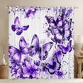 thumbnail image 1 of Feelyou Watercolor Butterfly Curtains Pack of 2 (42x84 Each) for Women, Purple Flower Floral Curtains Blackout, Chic Artwork Splash Bedroom Curtains, Blackout Curtains Bedroom Decor, 1 of 6