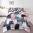 thumbnail image 1 of Feelyou Watercolor Cat Full Size Comforter Sets, Kitten Bedding Sets, 3 Pieces, 1 of 6