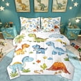thumbnail image 1 of Feelyou Watercolor Dino Bedding Comforter Set for Kids Boys Girls, Desert Palm Wildlife Full Bedding Set, White Green, Polkadot Reversible, 7pcs, 1 of 7