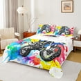 thumbnail image 1 of Feelyou Watercolor Dirt Bike Bed Sheets for Kids, Modern Motorcycle Player King Sheets, Sports Theme Sheet Set, Lightweight Room Decor, 4-Piece, 1 of 7
