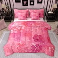 thumbnail image 1 of Feelyou Watercolor Flower Women Twin Bedding Sets 7-Piece, Pink Cherry Blossoms Bedding Comforter Set, Artwork Style Reversible Sheet Sets, Luxury Bedroom Decor, 1 of 9