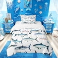 thumbnail image 1 of Feelyou Watercolor Sea Fish Twin Comforter Sets for Kids Boys Girls, Coastal Animal Bedding Set, White Blue, Reversible, 2 Pieces, 1 of 6