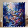 thumbnail image 1 of Feelyou Watercolor Sea Turtle Curtains Pack of 2 (42x84 Each), Sealife Curtains Blackout, 1 of 6