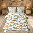 thumbnail image 1 of Feelyou Watercolor Spotted Fish Splash Bedding Comforter Set for Boys Girls, Lake Ocean Wildlife King Bedding Sets, Orange White, Grey Reversible, 7 Pieces, 1 of 7