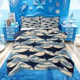 thumbnail image 1 of Feelyou Wave Ocean Fish Full Size Comforter Sets for Boys Girls, Tropical Beach Underwater Bedding Sets, Navy Beige, Blue Reversible, 3 Pieces, 1 of 6