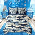 thumbnail image 1 of Feelyou Wave Ocean Fish Twin Bedding Sets for Boys Girls, Tropical Beach Underwater Bedding Comforter Set, Navy Beige, Blue Reversible, 7 Pieces, 1 of 7