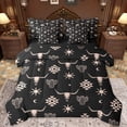 thumbnail image 1 of Feelyou Western Aztec Adult Bedding Comforter Set 7 Pieces, Tribal Sheep Skeleton Full Bedding Set, Black Brown Abstract Triangle Reversible Fitted Sheet Flat Sheet, Super Cozy Room Decor, 1 of 7