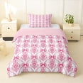 thumbnail image 1 of Feelyou Western Bowknot Twin Comforter Sets, Pink Damask Bedding Set, 2pcs, 1 of 7