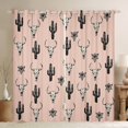 thumbnail image 1 of Feelyou Western Cactus Plant Black Out Curtains for Kids, Tribal Sheep Skeleton Curtains Pack of 2 (42x63 Each), Bohemian Theme Bedroom Curtains, Blackout Curtains Room Decor, 1 of 6