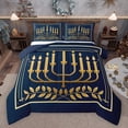 thumbnail image 1 of Feelyou Western Chanukah Hanukkah Bedding Comforter Set, Vintage Menorah Dreidel Twin Comforter Sets, Olive Branch Reversible Bedding Set, Super Cozy Room Decor, 2pcs, 1 of 8