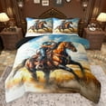thumbnail image 1 of Feelyou Western Cowgirl Cowboy Queen Comforter Set, Brown Farmhouse Horse Bedding Sets, Countryside Reversible Bedding Comforter Set, Ultra Soft Bedroom Decor, 3pcs, 1 of 8