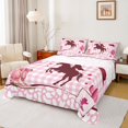 thumbnail image 1 of Feelyou Western Cowgirl Twin Sheet Sets, Pink Buffalo Plaid Bedding, 3 Pieces, 1 of 7