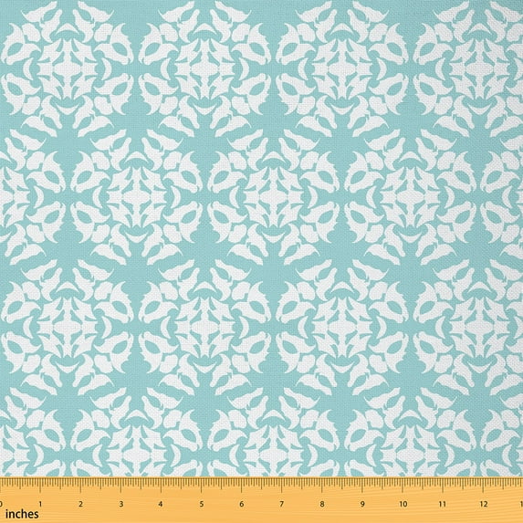 Feelyou Western Damask Fabric by the Yard 2 Yards, Bohemian Mandala Sewing Fabric, Vintage Floral Print Home Decor Fabric by the Yard, Lightweight Room Decor