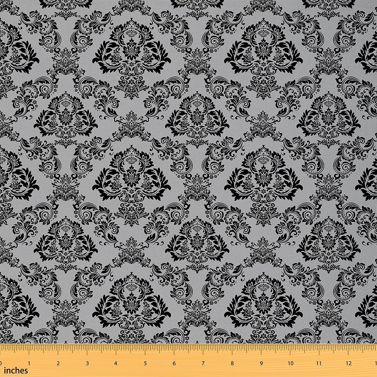Feelyou Western Damask Fabric by the Yard 2 Yards for Kid, Gothic Halloween Sewing Fabric, Boho Flower Print Home Decor Fabric by the Yard, Super Cozy Room Decor