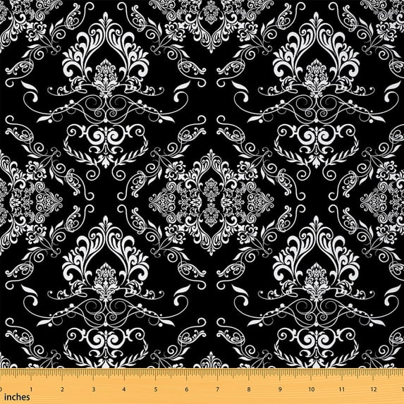 Feelyou Western Damask Fabric by the Yard 2 Yards, Vintage Fashion Sewing Fabric, Mandala Hippie Theme Home Decor Fabric by the Yard, Microfiber Bedroom Decor