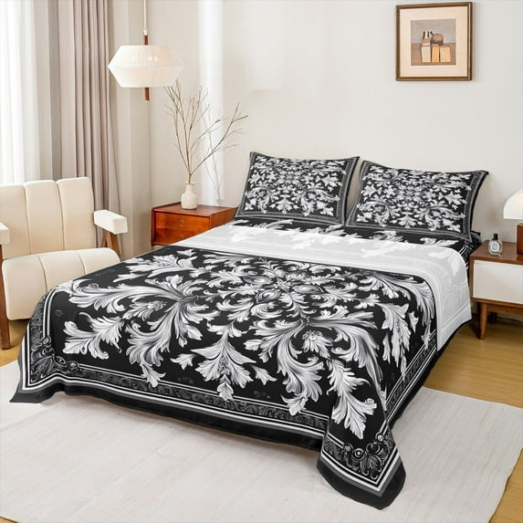Feelyou Western Damask Twin Sheet Sets, Bohemian Flower Floral Bedding, 3-Piece