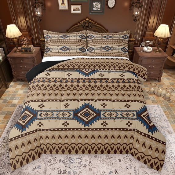Feelyou Western Fashion Aztec Bedding Comforter Set for Adult, Vintage Abstract Ombre Twin Comforter Sets, Cowgirl Cowboy Reversible Bedding Set, Microfiber Bedroom Decor, 2 Pieces