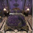 thumbnail image 1 of Feelyou Western Halloween Full Size Comforter Sets, Magical Crow Bedding Comforter Set, Purple Gold Damask Reversible Bedding Sets, Microfiber Bedroom Decor,3 Pieces, 1 of 8