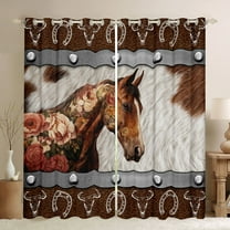 Feelyou Western Horse Black Out Curtains, Cowgirl Curtains Pack of 2 (42x63 Each)